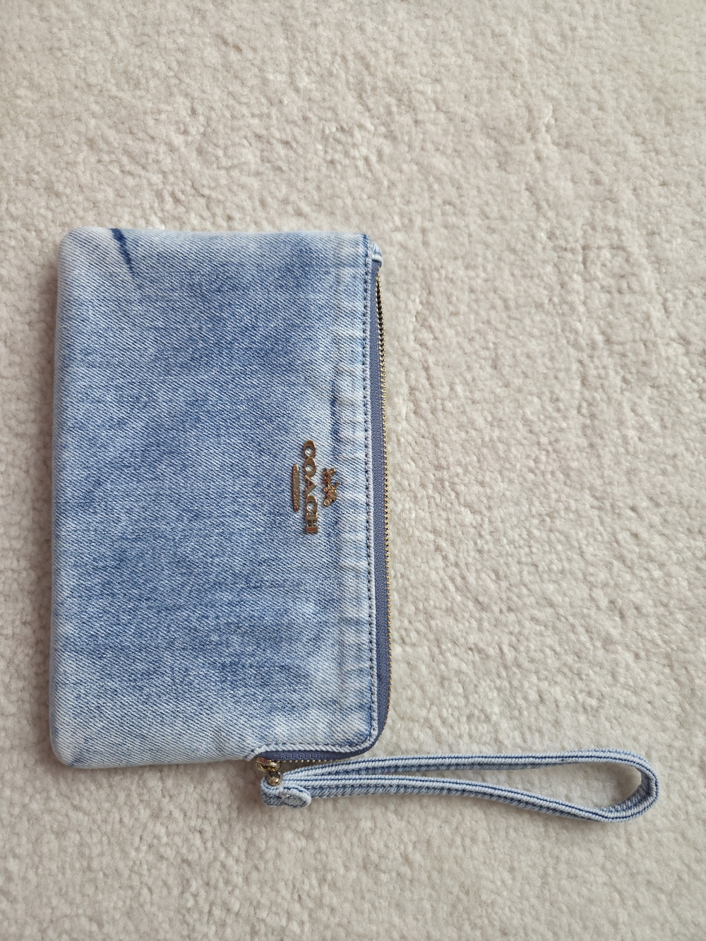 Coach Light Blue Denim Wristlet Clutch